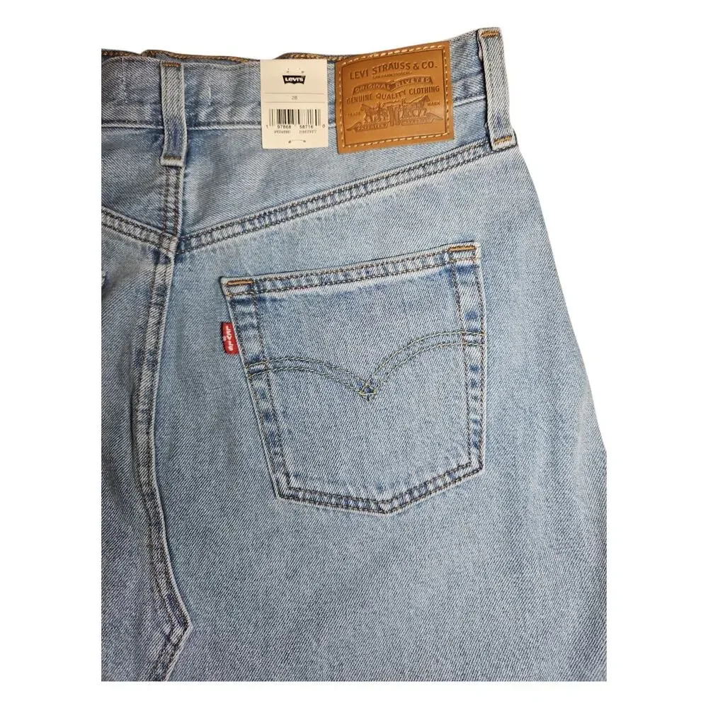 Levi's High Rise A Line Skirt Denim Light Wash Button Fly Women's Size 28